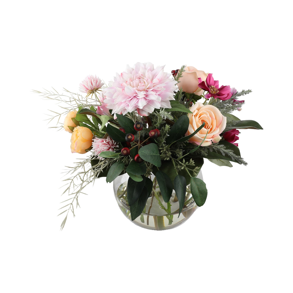 Garden Romance, Dahlia, Rose & Tulip Artificial Bouquet