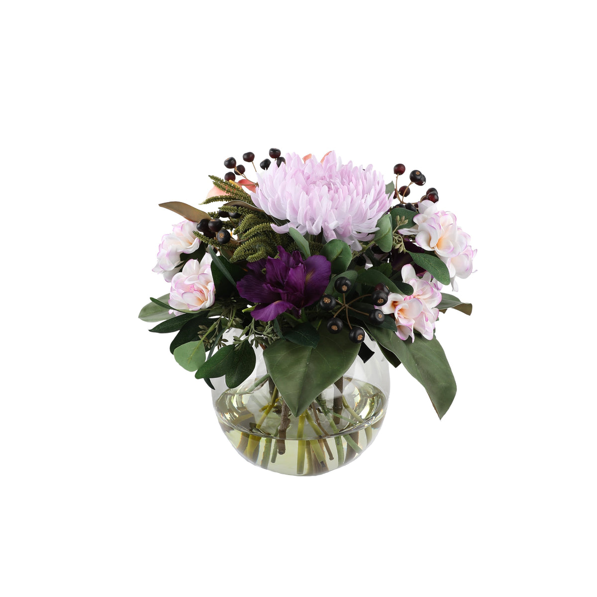 Twilight Garden Chrysanthemum, Iris & Freesias Artificial Bouquet
