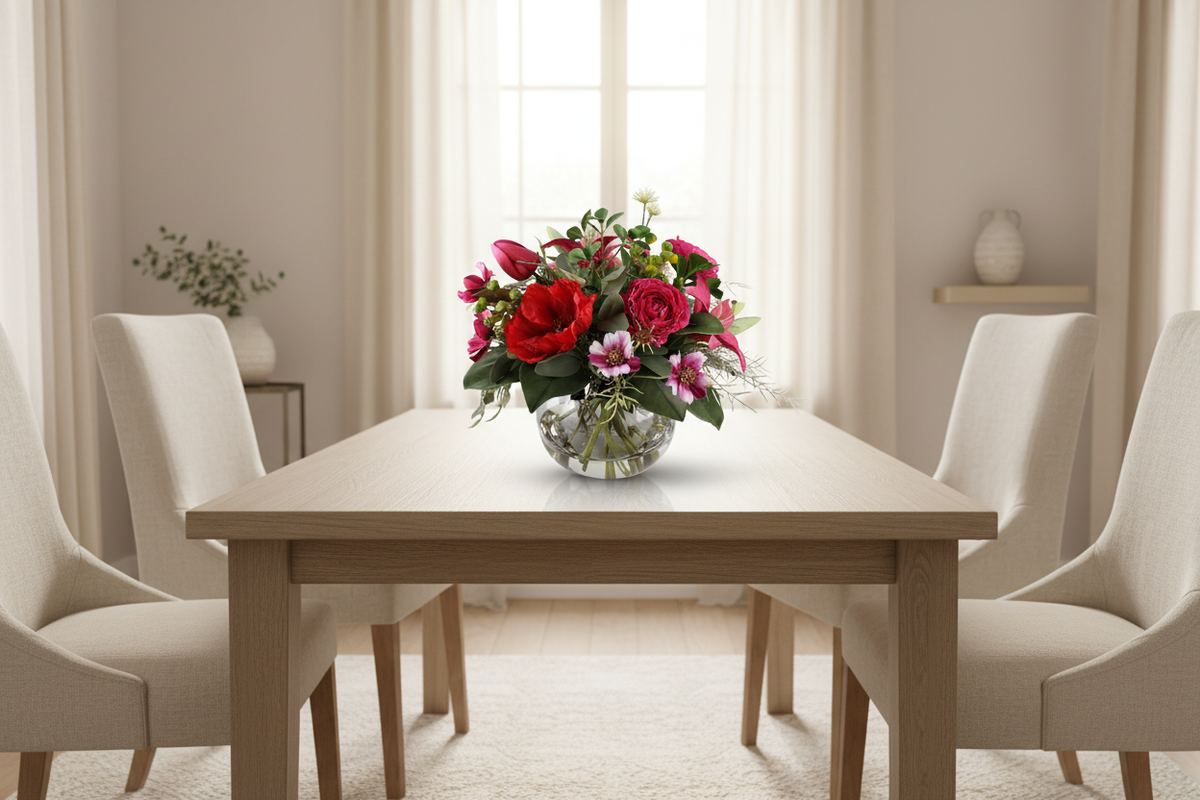 Crimson Passion Poppy, Tulip & Peony Artificial Bouquet