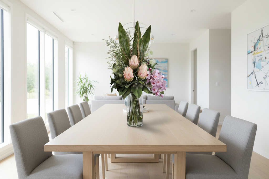Blush King Protea & Mauve Orchid Elegant Artificial Arrangement