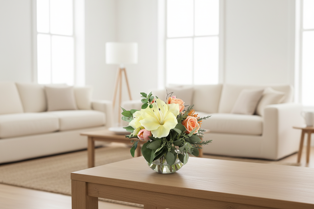 Peach Blossom, Amaryllis, Tulip & Rose  Artificial Bouquet